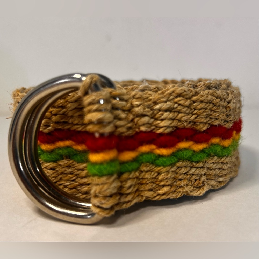 Belt, Rasta/Jamaica Colors, Twine Belt. 46” Loop Buckle